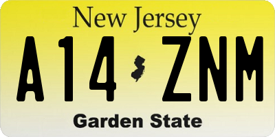 NJ license plate A14ZNM