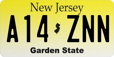 NJ license plate A14ZNN