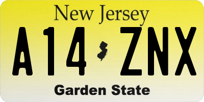 NJ license plate A14ZNX