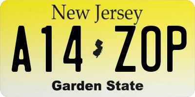NJ license plate A14ZOP