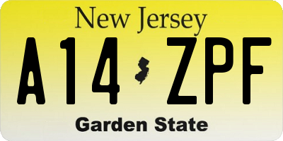 NJ license plate A14ZPF