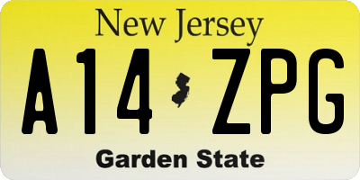 NJ license plate A14ZPG