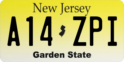 NJ license plate A14ZPI