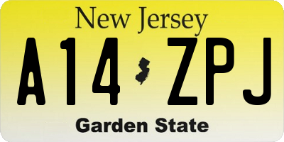 NJ license plate A14ZPJ