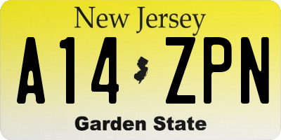 NJ license plate A14ZPN