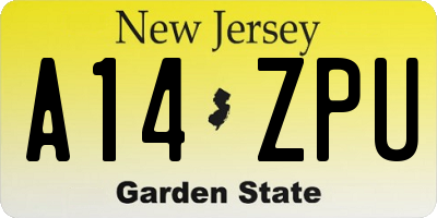 NJ license plate A14ZPU