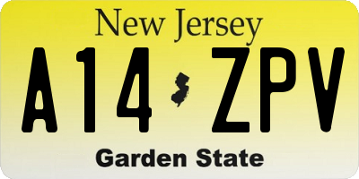 NJ license plate A14ZPV