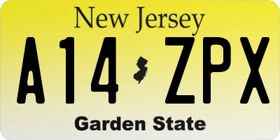 NJ license plate A14ZPX