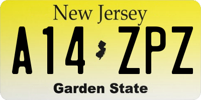 NJ license plate A14ZPZ