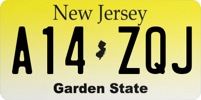 NJ license plate A14ZQJ