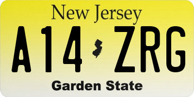 NJ license plate A14ZRG