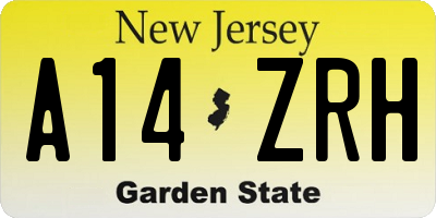 NJ license plate A14ZRH