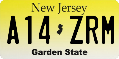 NJ license plate A14ZRM