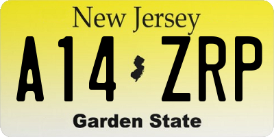 NJ license plate A14ZRP