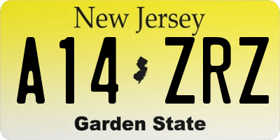 NJ license plate A14ZRZ