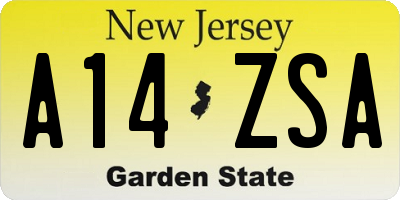 NJ license plate A14ZSA