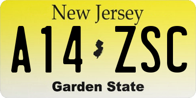 NJ license plate A14ZSC