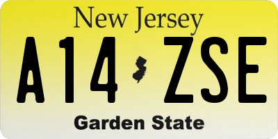 NJ license plate A14ZSE
