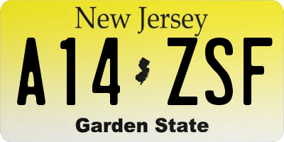 NJ license plate A14ZSF