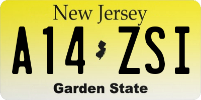 NJ license plate A14ZSI