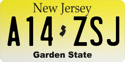 NJ license plate A14ZSJ
