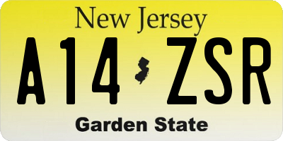 NJ license plate A14ZSR