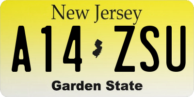 NJ license plate A14ZSU