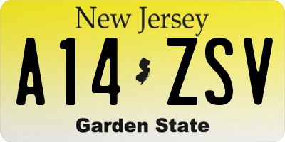 NJ license plate A14ZSV