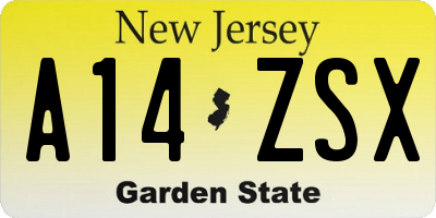 NJ license plate A14ZSX