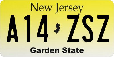 NJ license plate A14ZSZ