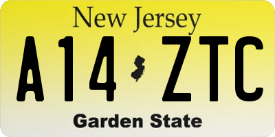NJ license plate A14ZTC