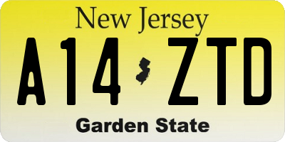 NJ license plate A14ZTD