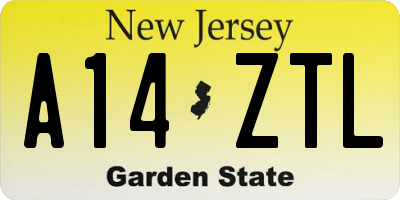 NJ license plate A14ZTL