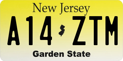 NJ license plate A14ZTM