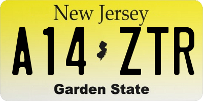 NJ license plate A14ZTR