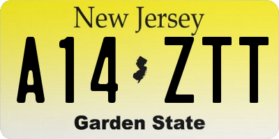 NJ license plate A14ZTT