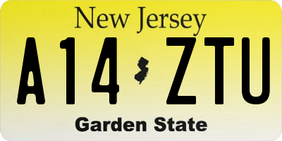 NJ license plate A14ZTU