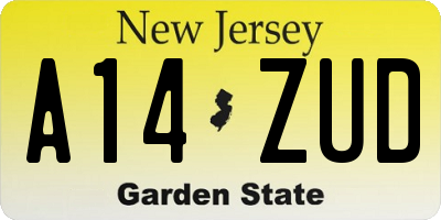 NJ license plate A14ZUD