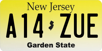 NJ license plate A14ZUE
