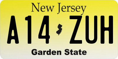 NJ license plate A14ZUH