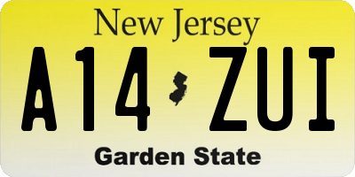 NJ license plate A14ZUI
