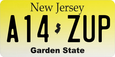 NJ license plate A14ZUP