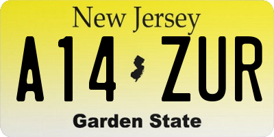 NJ license plate A14ZUR