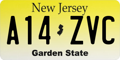 NJ license plate A14ZVC