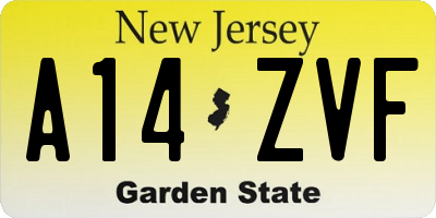 NJ license plate A14ZVF