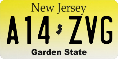 NJ license plate A14ZVG
