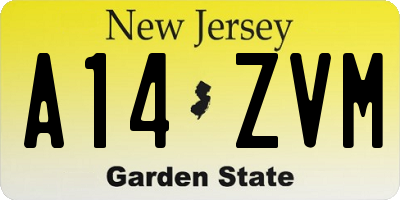 NJ license plate A14ZVM
