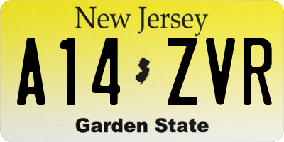 NJ license plate A14ZVR
