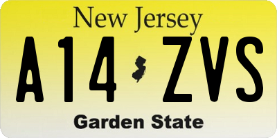 NJ license plate A14ZVS