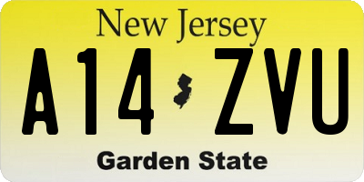 NJ license plate A14ZVU